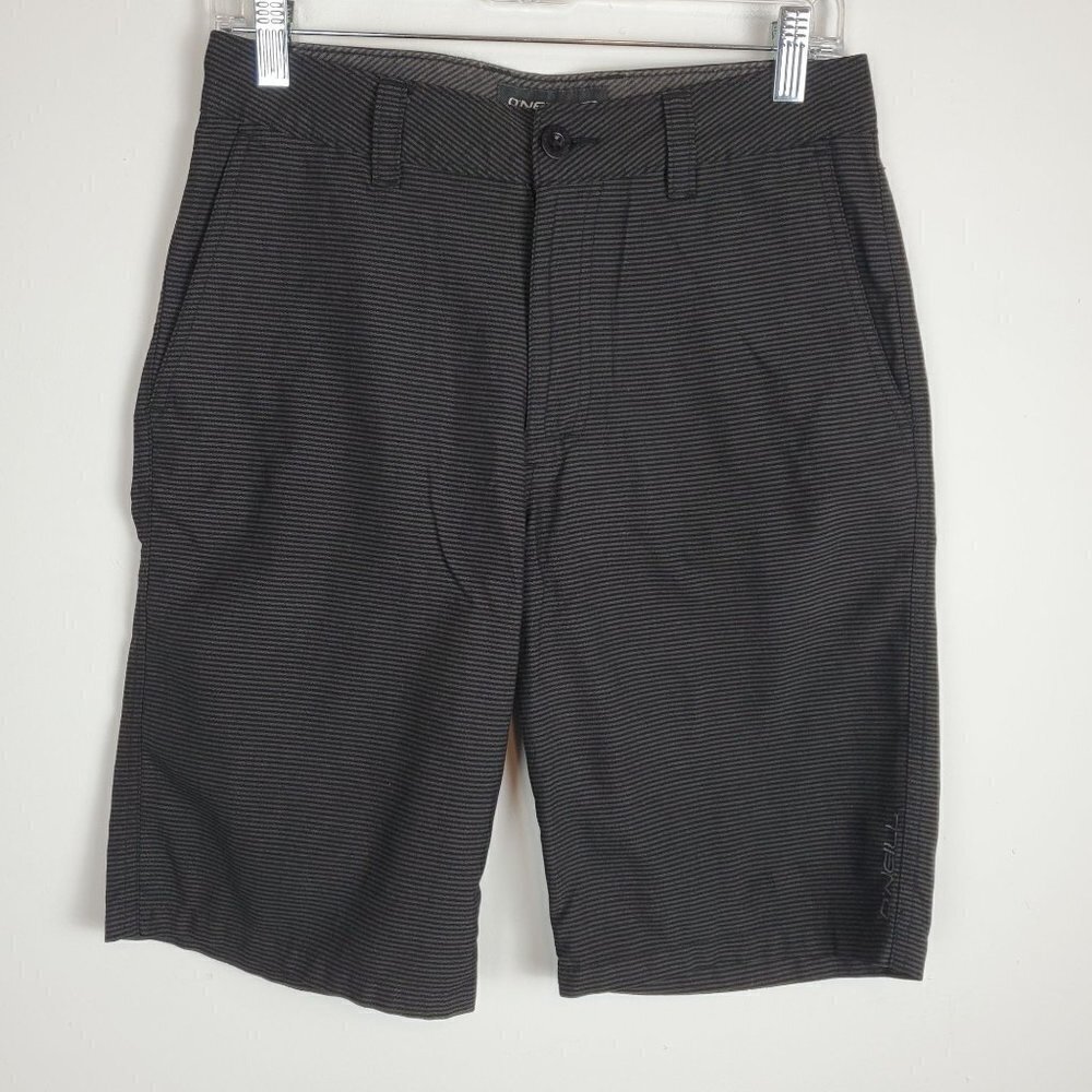 O'neill 28‎ Black Striped Chino Flat front Shorts 10.5"